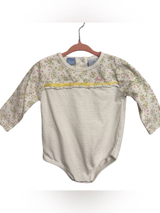 Disney Other - Vintage Disney Baby Winnie the Pooh Yellow Pink Floral Print One Piece Girls 18M